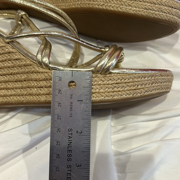 PRADA Gold Leather Strappy Wedged Sandals-39.5 - Picture 12 of 14